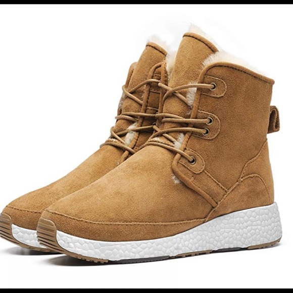 AU&MU women Suede Upper matching Fur Boots